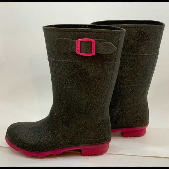 Kamik sparkle and pink rain boots with small heel - Picture 1 of 5